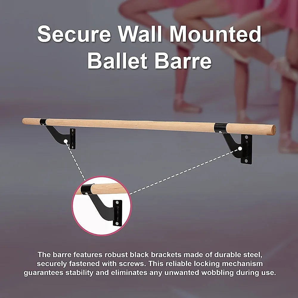 150cm Beech Wood Ballet Barre, Steel Brackets - Randy & Travis