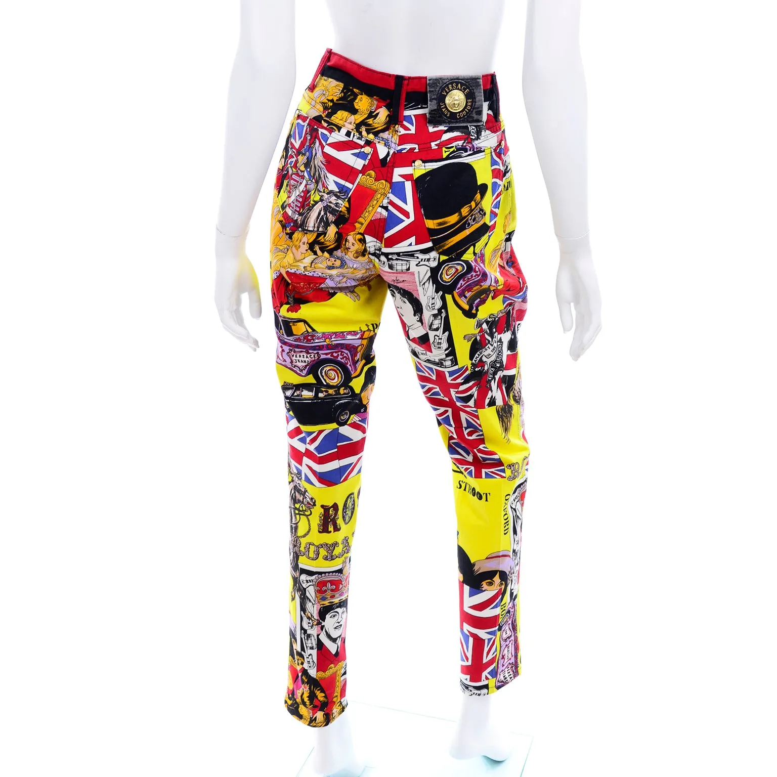 1990s Versace Jeans Couture London Rock n' Roll Royalty Novelty Pants