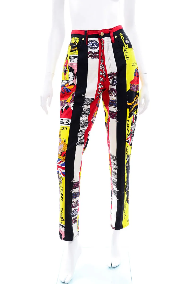1990s Versace Jeans Couture London Rock n' Roll Royalty Novelty Pants