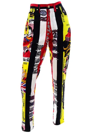 1990s Versace Jeans Couture London Rock n' Roll Royalty Novelty Pants