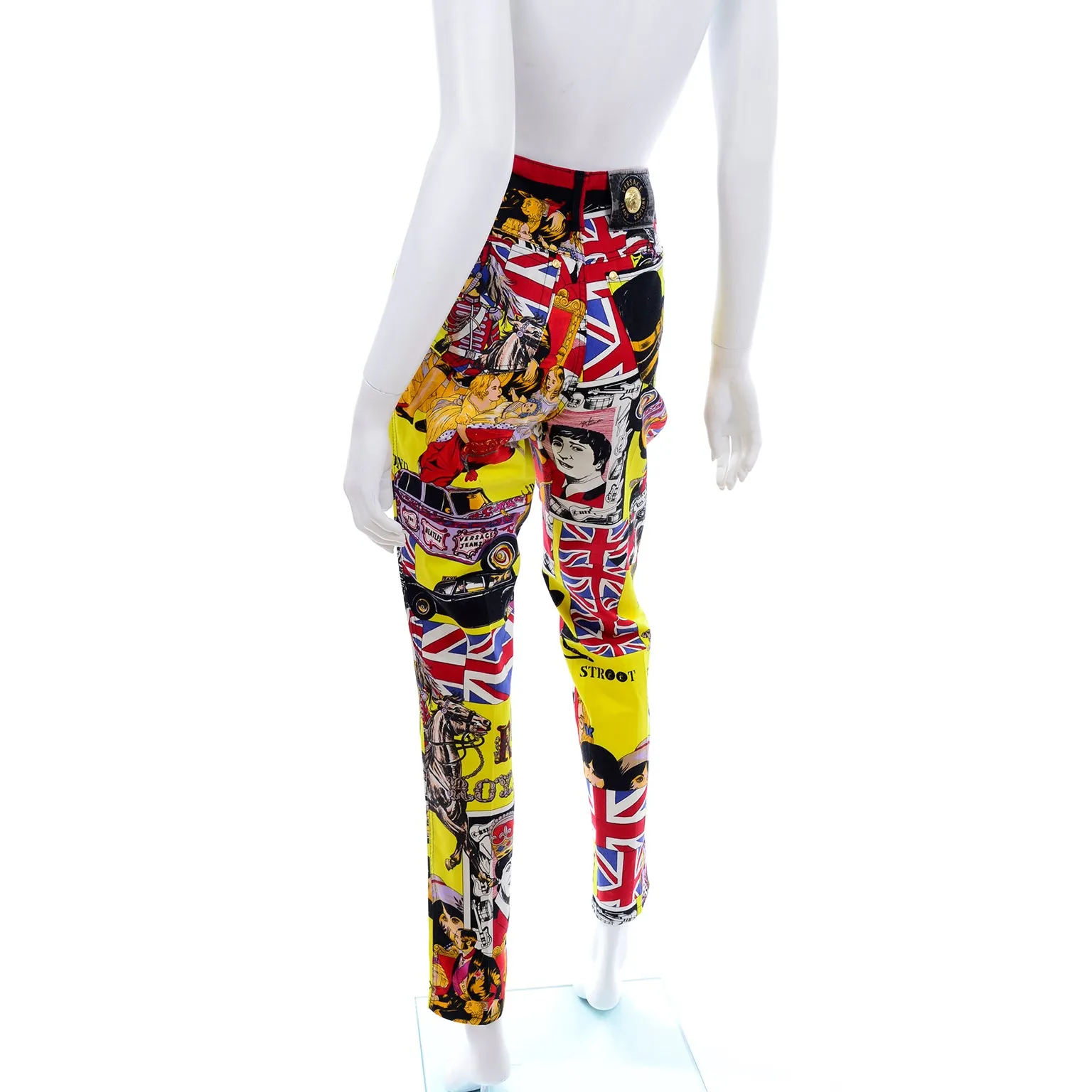 1990s Versace Jeans Couture London Rock n' Roll Royalty Novelty Pants