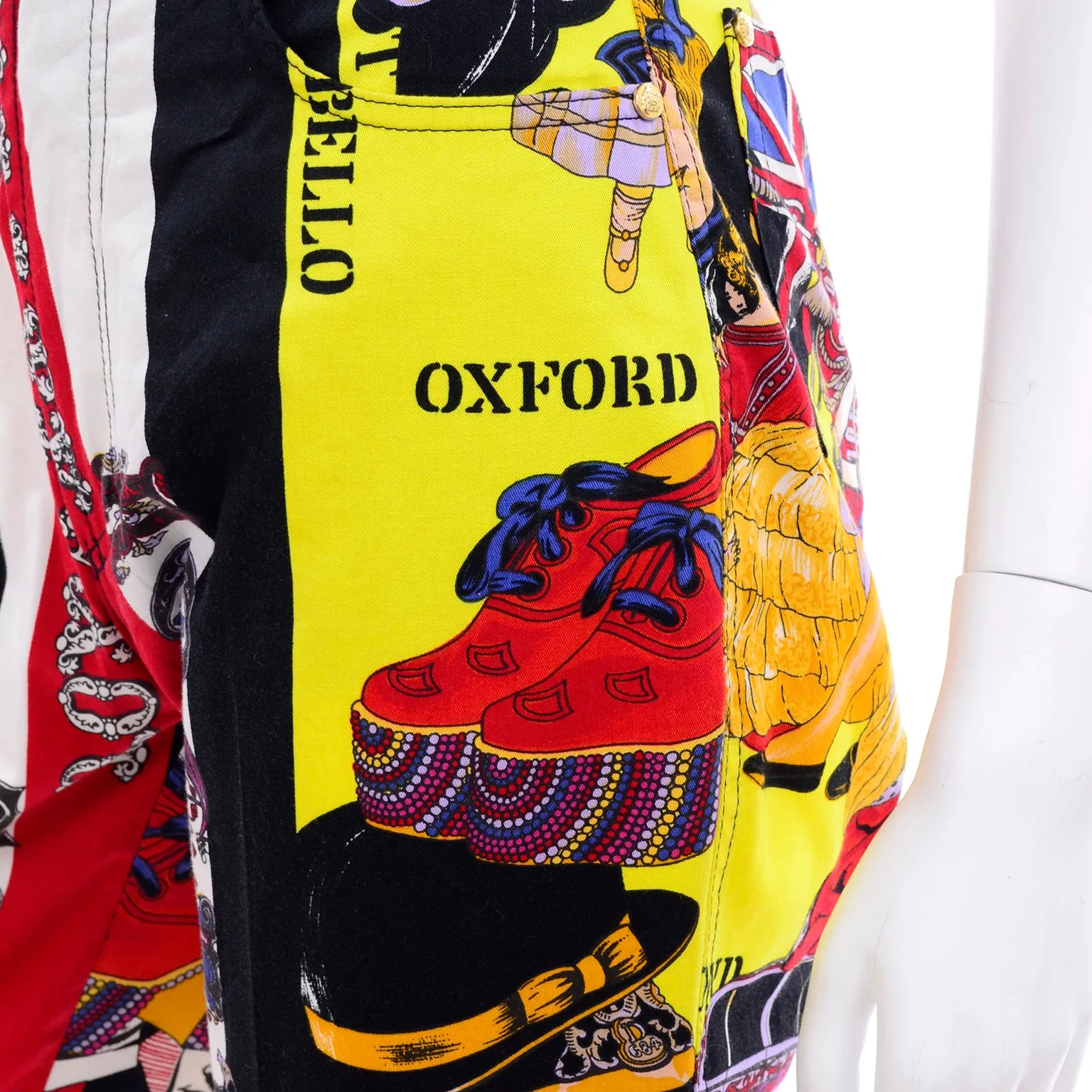 1990s Versace Jeans Couture London Rock n' Roll Royalty Novelty Pants