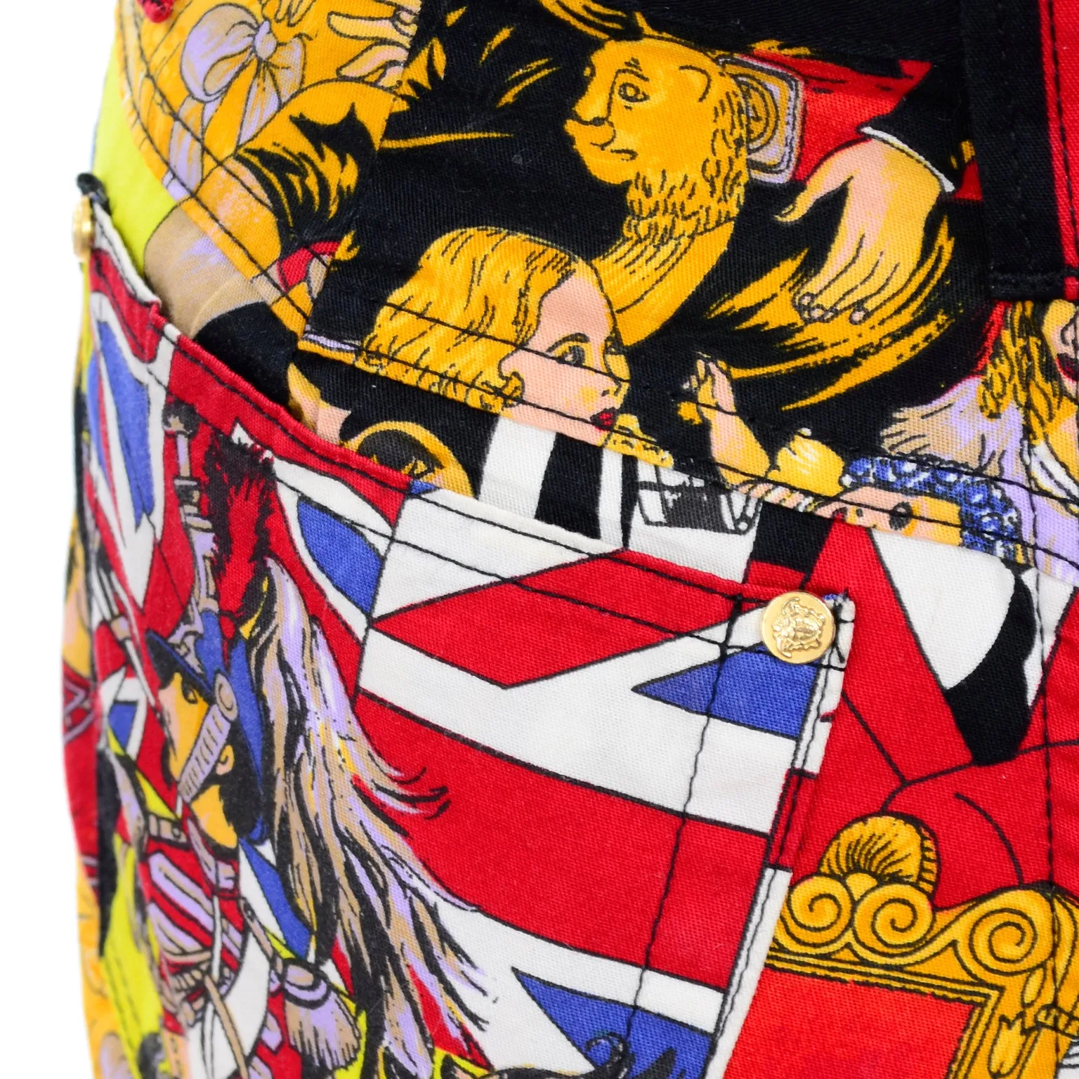 1990s Versace Jeans Couture London Rock n' Roll Royalty Novelty Pants