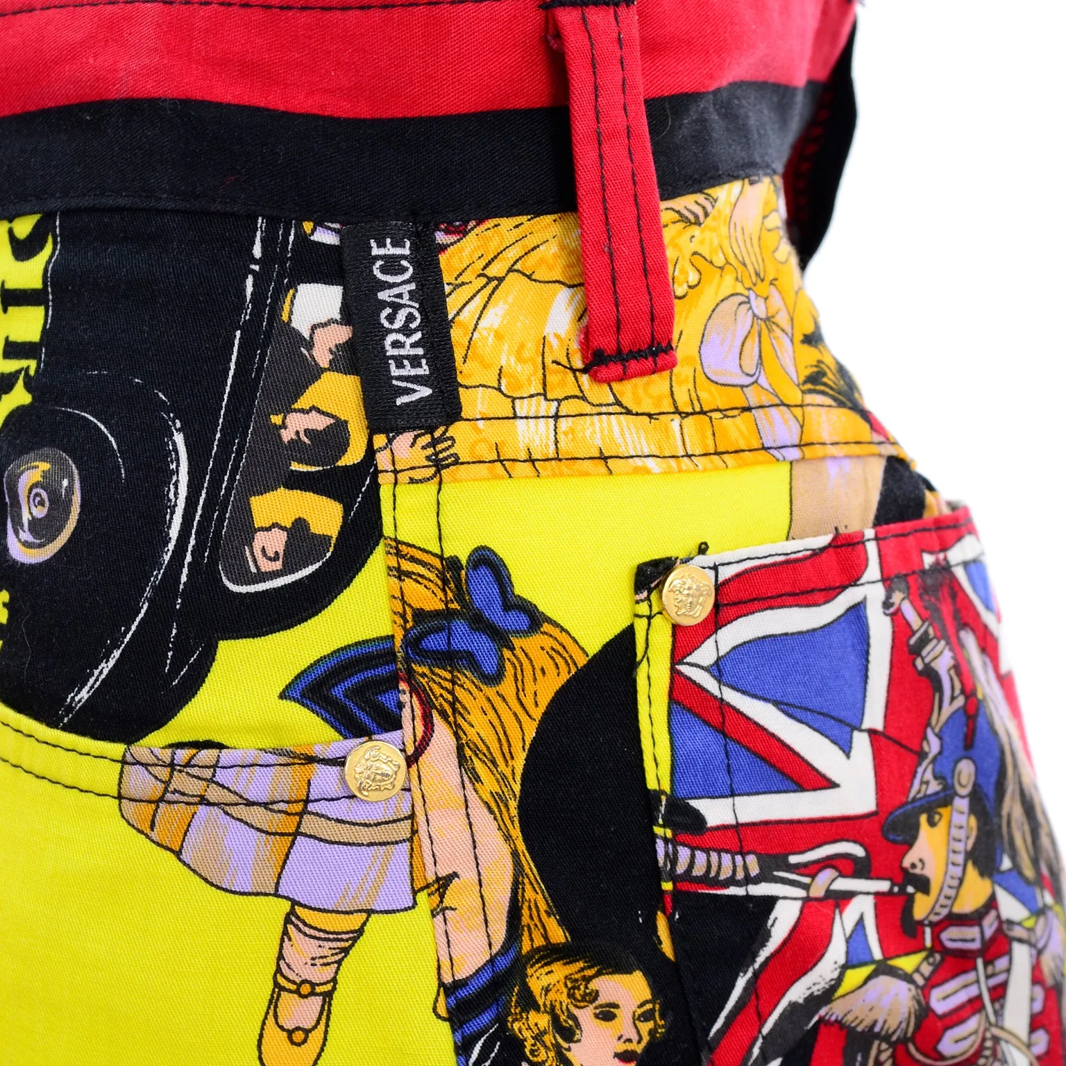 1990s Versace Jeans Couture London Rock n' Roll Royalty Novelty Pants
