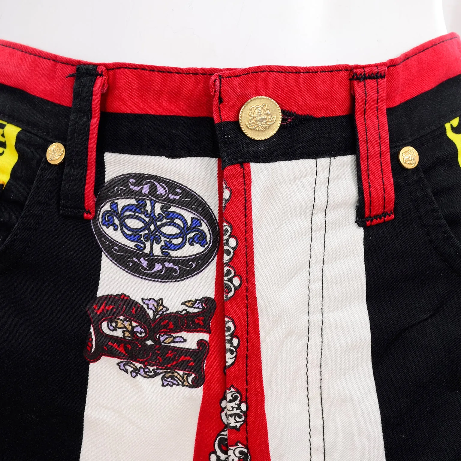 1990s Versace Jeans Couture London Rock n' Roll Royalty Novelty Pants
