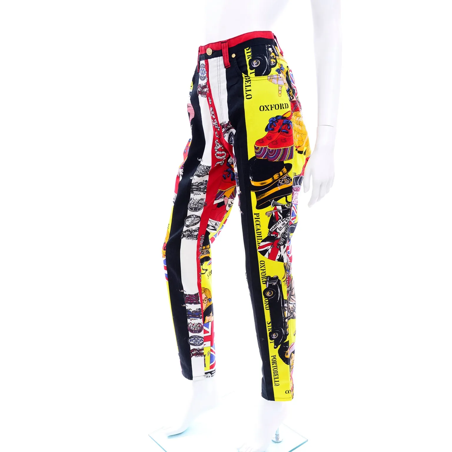 1990s Versace Jeans Couture London Rock n' Roll Royalty Novelty Pants