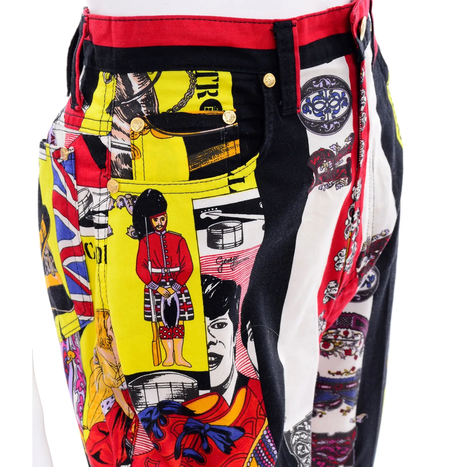 1990s Versace Jeans Couture London Rock n' Roll Royalty Novelty Pants