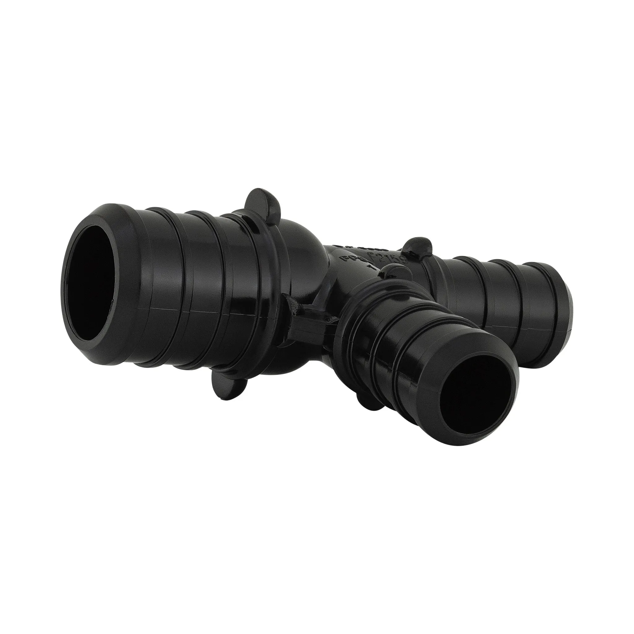 1" x 3/4" x 3/4" PEX B Crimp Barb PPSU Black Poly Reducing Tee, ASTM F2159