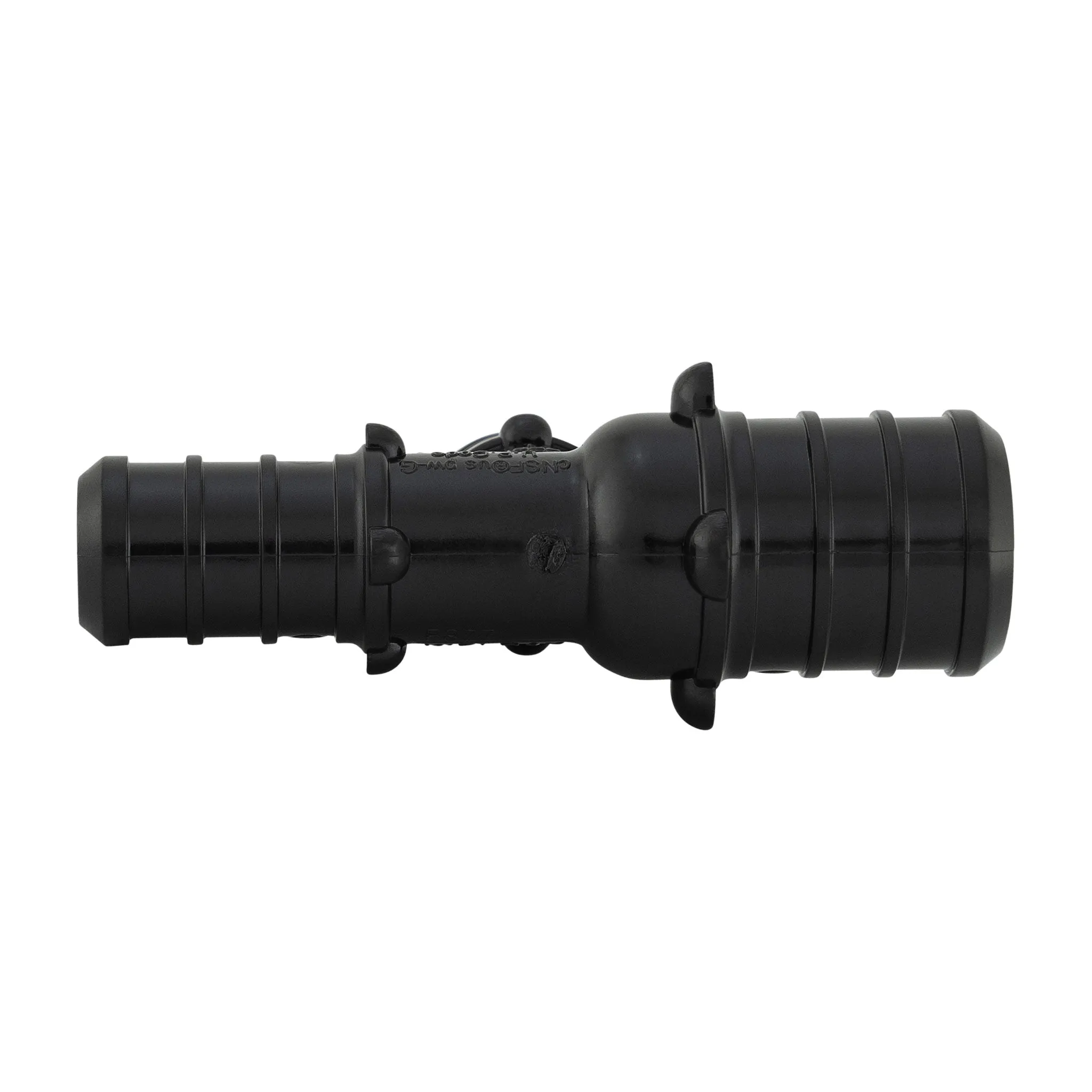 1" x 3/4" x 3/4" PEX B Crimp Barb PPSU Black Poly Reducing Tee, ASTM F2159