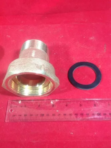 2" Water Meter Coupling, LEAD-FREE brass, Female Swivel Meter Nut x Male NPT
