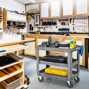 3-Tier Heavy-Duty PP Service Cart with 250 KG Max Load-Grey