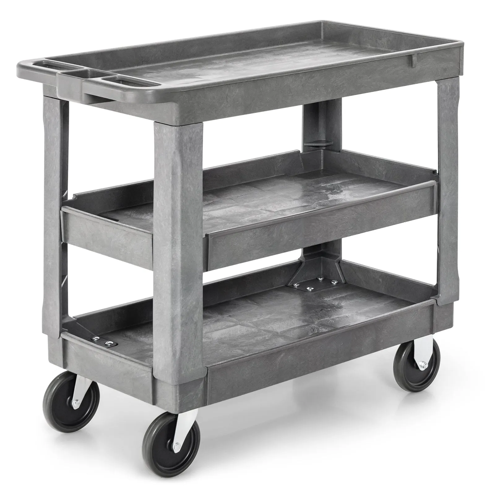 3-Tier Heavy-Duty PP Service Cart with 250 KG Max Load-Grey