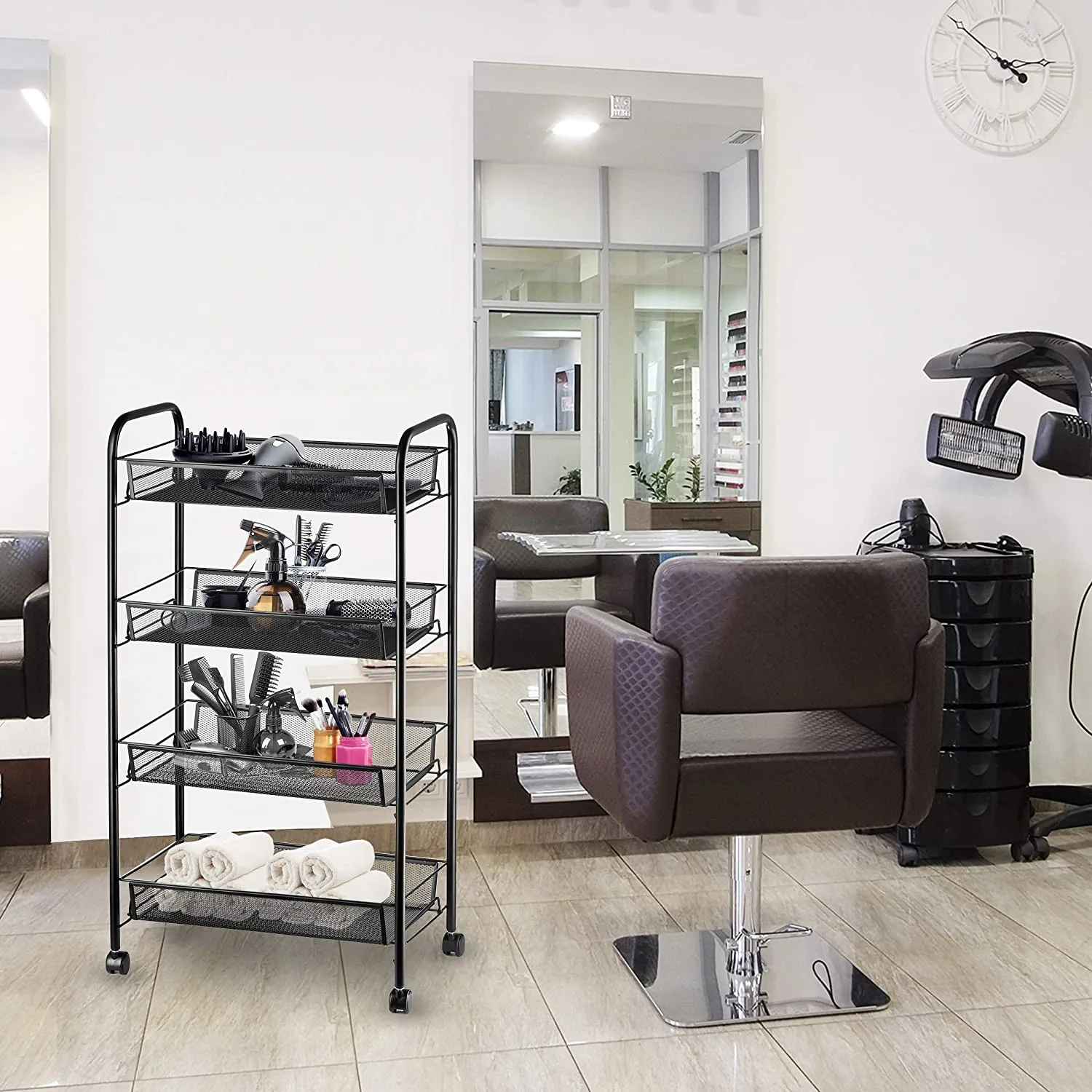 4 Tier Mesh Multifunctional Utility Rolling Storage Cart