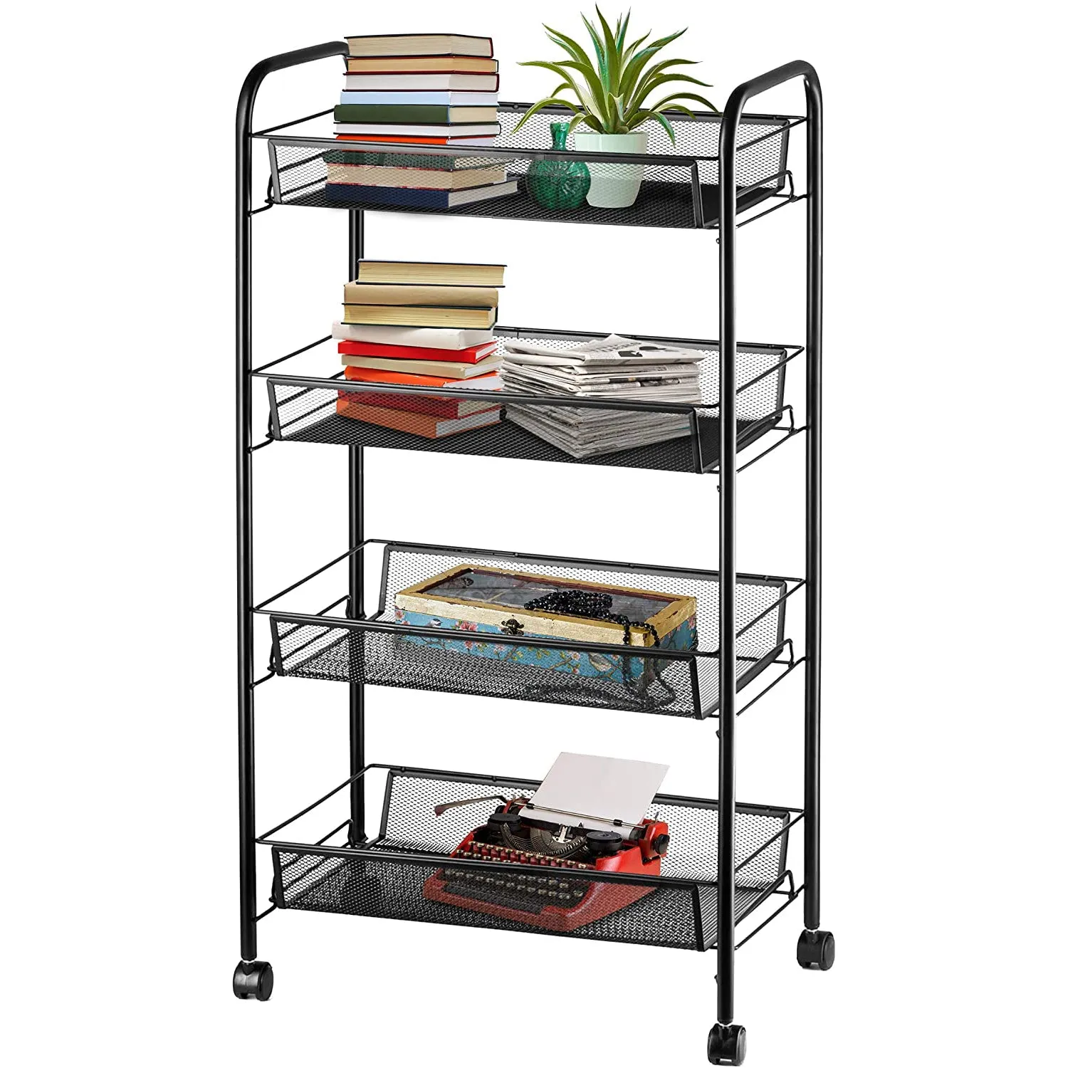 4 Tier Mesh Multifunctional Utility Rolling Storage Cart