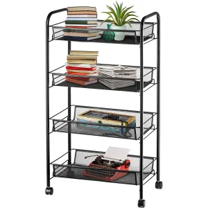 4 Tier Mesh Multifunctional Utility Rolling Storage Cart