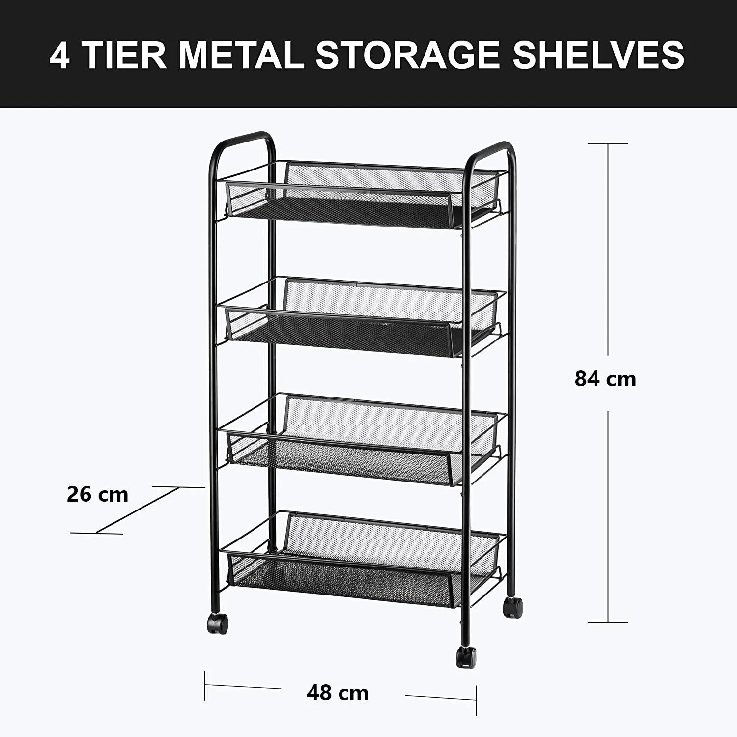 4 Tier Mesh Multifunctional Utility Rolling Storage Cart