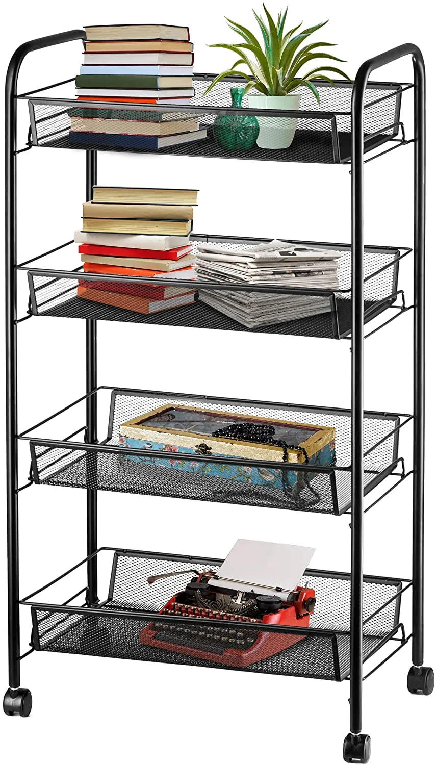 4 Tier Mesh Multifunctional Utility Rolling Storage Cart