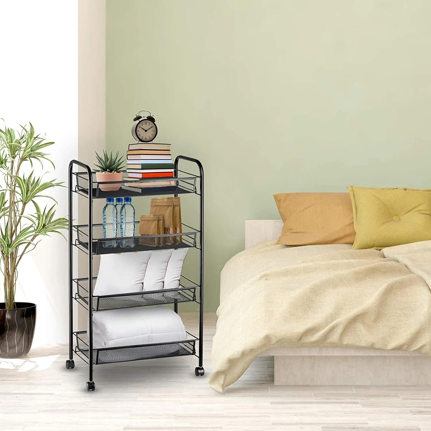 4 Tier Mesh Multifunctional Utility Rolling Storage Cart