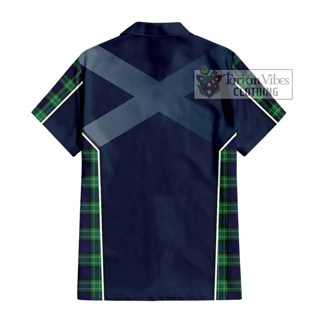 Abercrombie Tartan Short Sleeve Button Shirt with Family Crest and Lion Rampant Vibes Sport Style