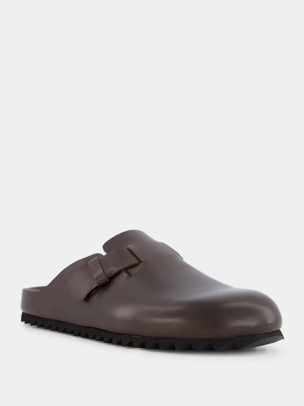 Agorà Dark Brown Leather Slides