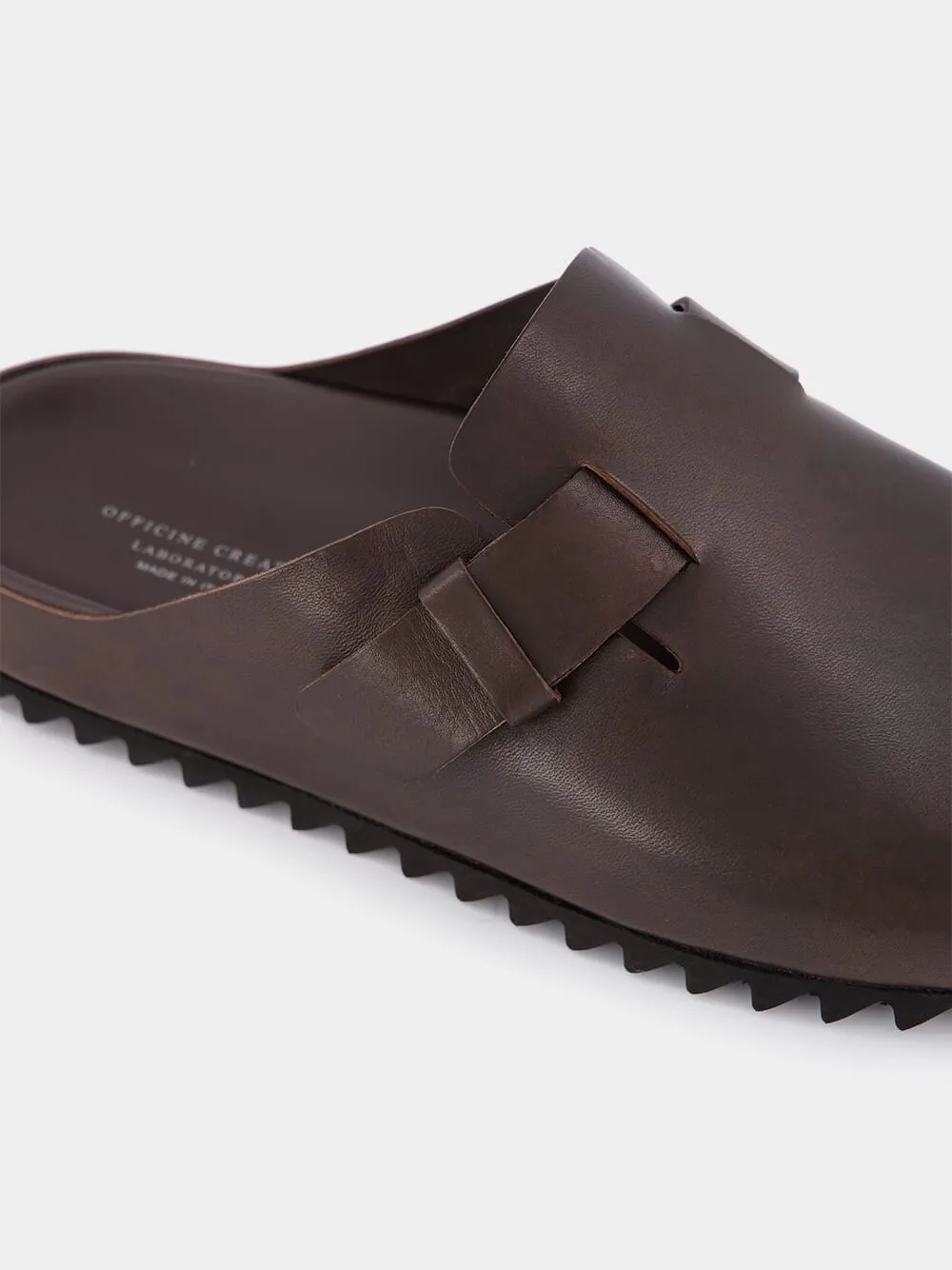Agorà Dark Brown Leather Slides
