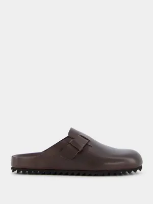 Agorà Dark Brown Leather Slides