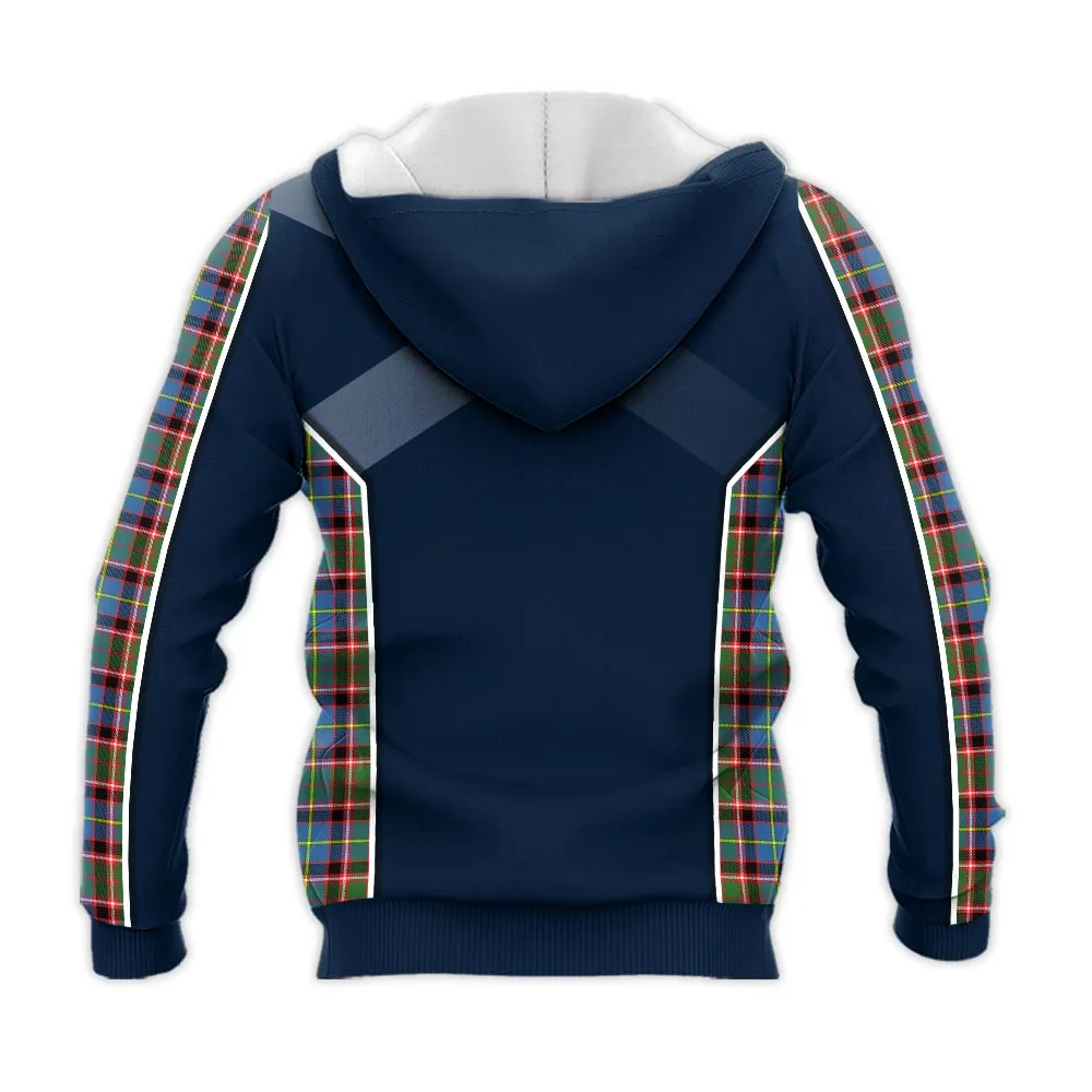 Aikenhead Tartan Knitted Hoodie with Family Crest and Scottish Thistle Vibes Sport Style