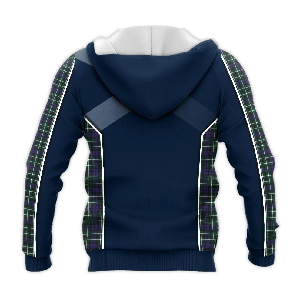 Allardice Tartan Knitted Hoodie with Family Crest and Scottish Thistle Vibes Sport Style