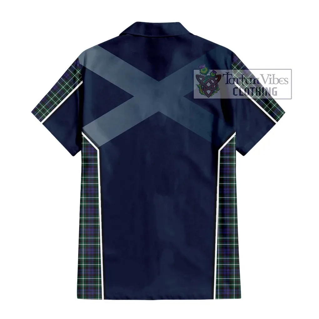 Allardice Tartan Short Sleeve Button Shirt with Family Crest and Lion Rampant Vibes Sport Style