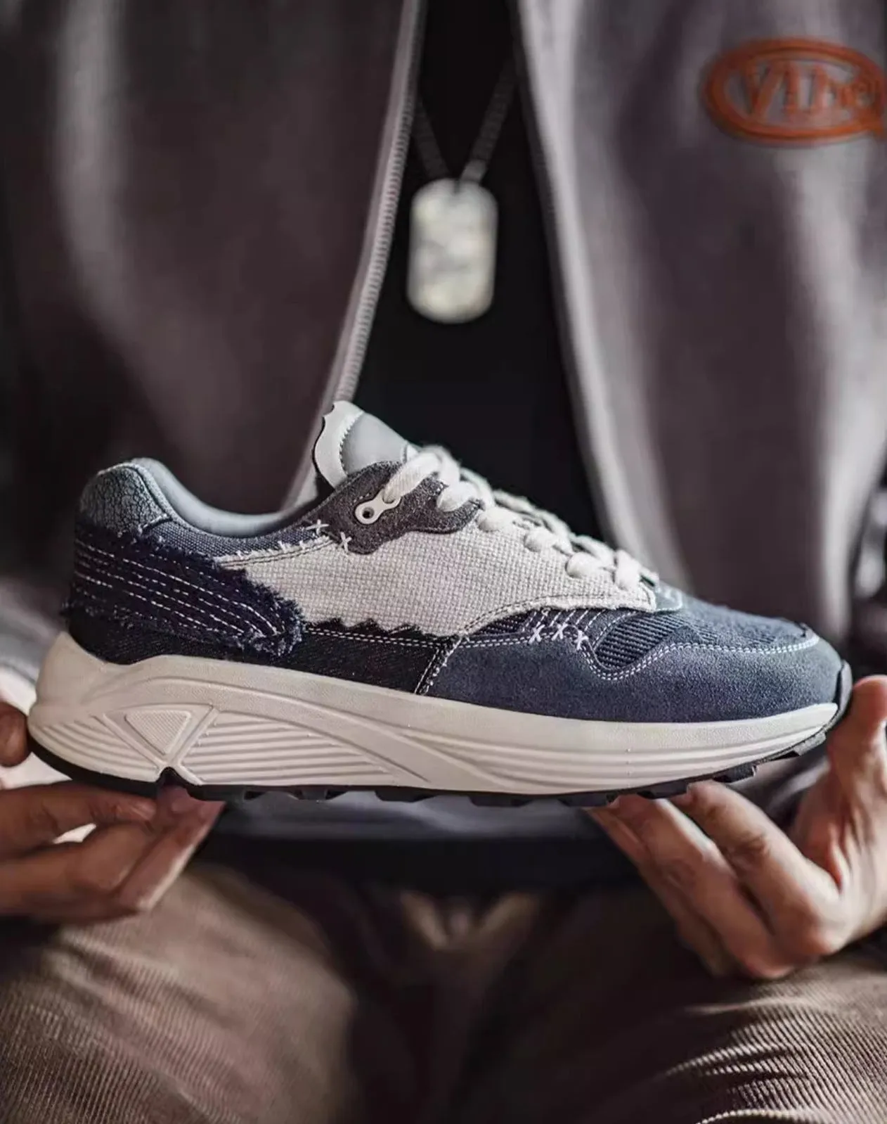American Denim Wave Jogging Retro Beggar Cowboy Men's Sports Shoes