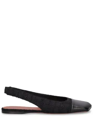 Amina Muaddi   10mm Ane tweed slingback flats 