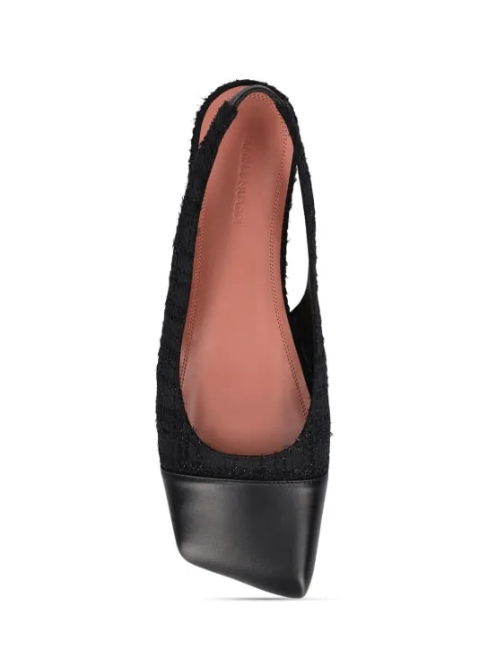 Amina Muaddi   10mm Ane tweed slingback flats 