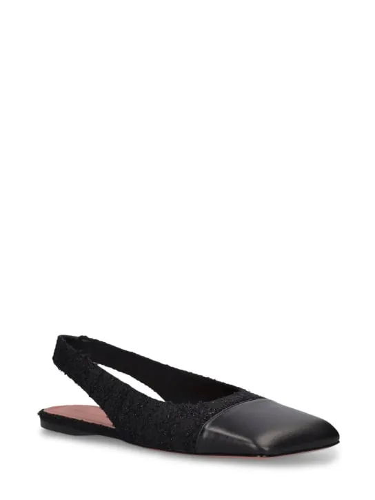 Amina Muaddi   10mm Ane tweed slingback flats 
