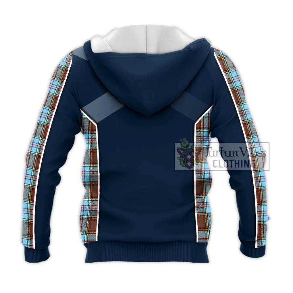 Anderson Ancient Tartan Knitted Hoodie with Family Crest and Lion Rampant Vibes Sport Style