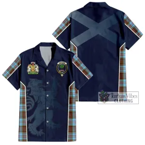 Anderson Ancient Tartan Short Sleeve Button Shirt with Family Crest and Lion Rampant Vibes Sport Style