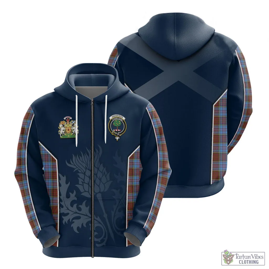 Anderson Modern Tartan Hoodie with Family Crest and Scottish Thistle Vibes Sport Style
