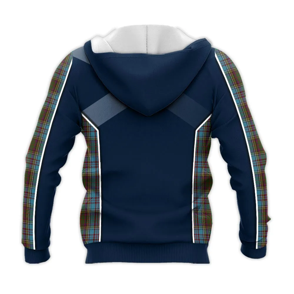 Anderson Tartan Knitted Hoodie with Family Crest and Scottish Thistle Vibes Sport Style