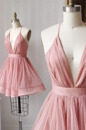 Anneprom Cute Little Blush Pink Skater Dress, Short Prom Dresses, Short Evening Dress APP0361