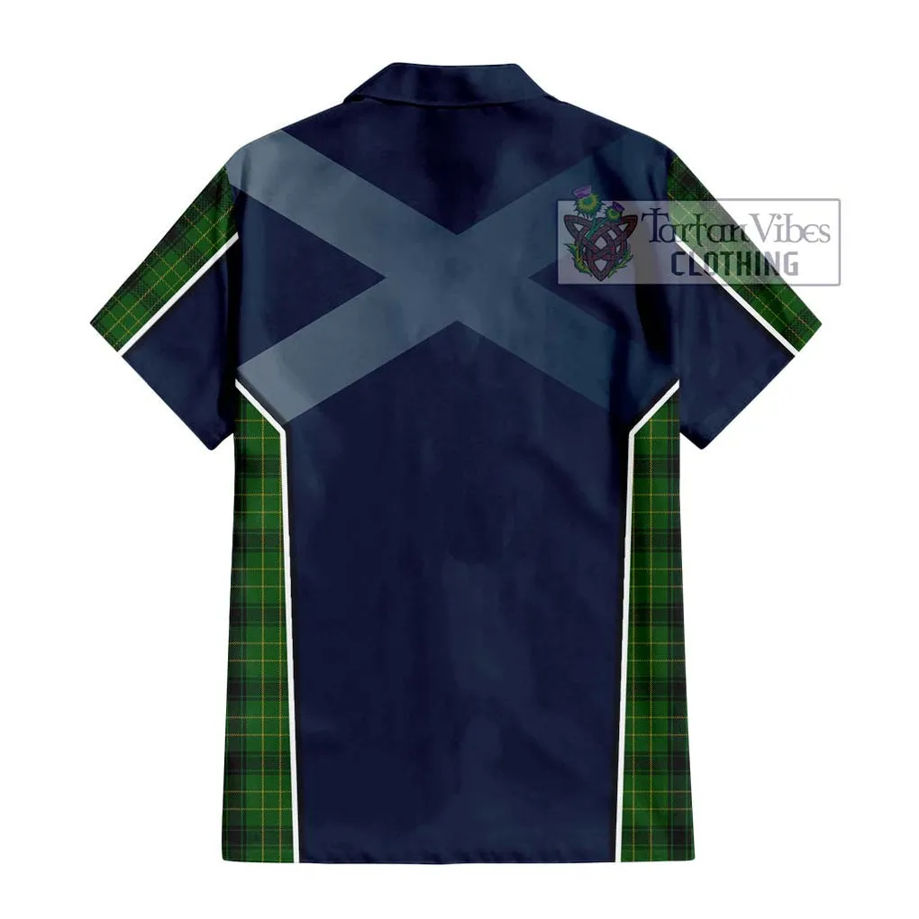 Arthur Highland Tartan Short Sleeve Button Shirt with Family Crest and Lion Rampant Vibes Sport Style