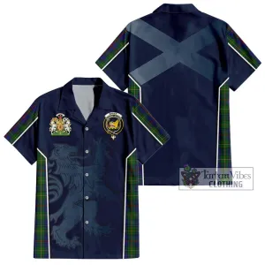 Bailey Tartan Short Sleeve Button Shirt with Family Crest and Lion Rampant Vibes Sport Style