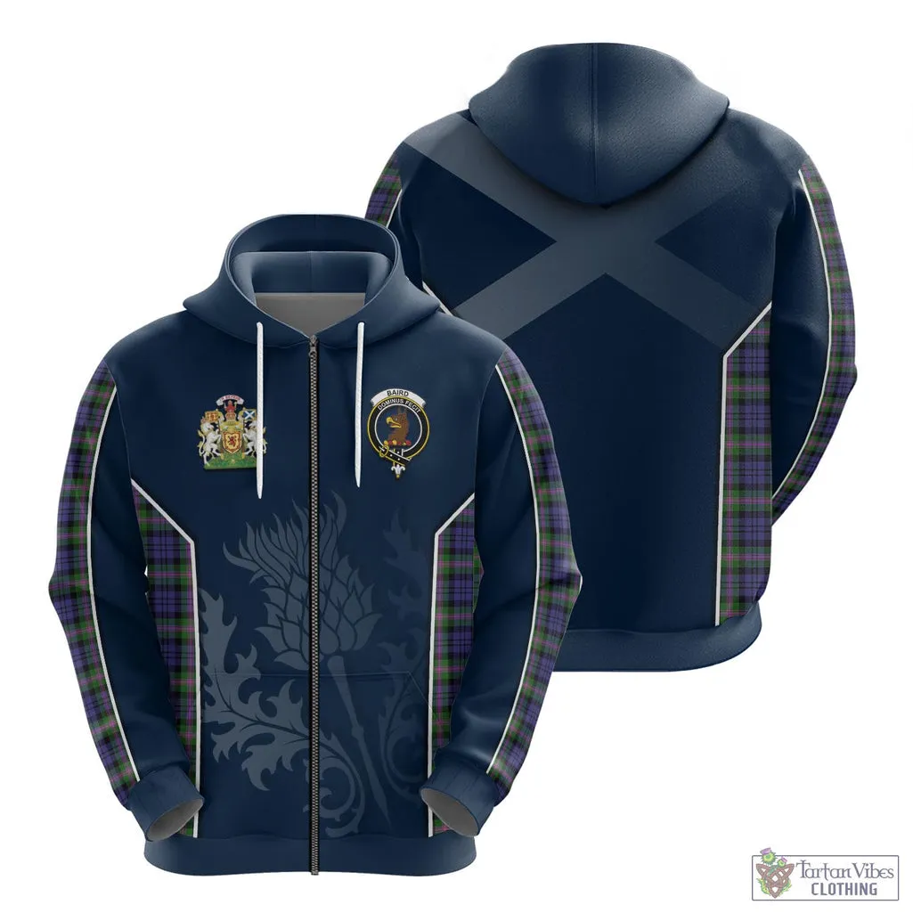 Baird Modern Tartan Hoodie with Family Crest and Scottish Thistle Vibes Sport Style