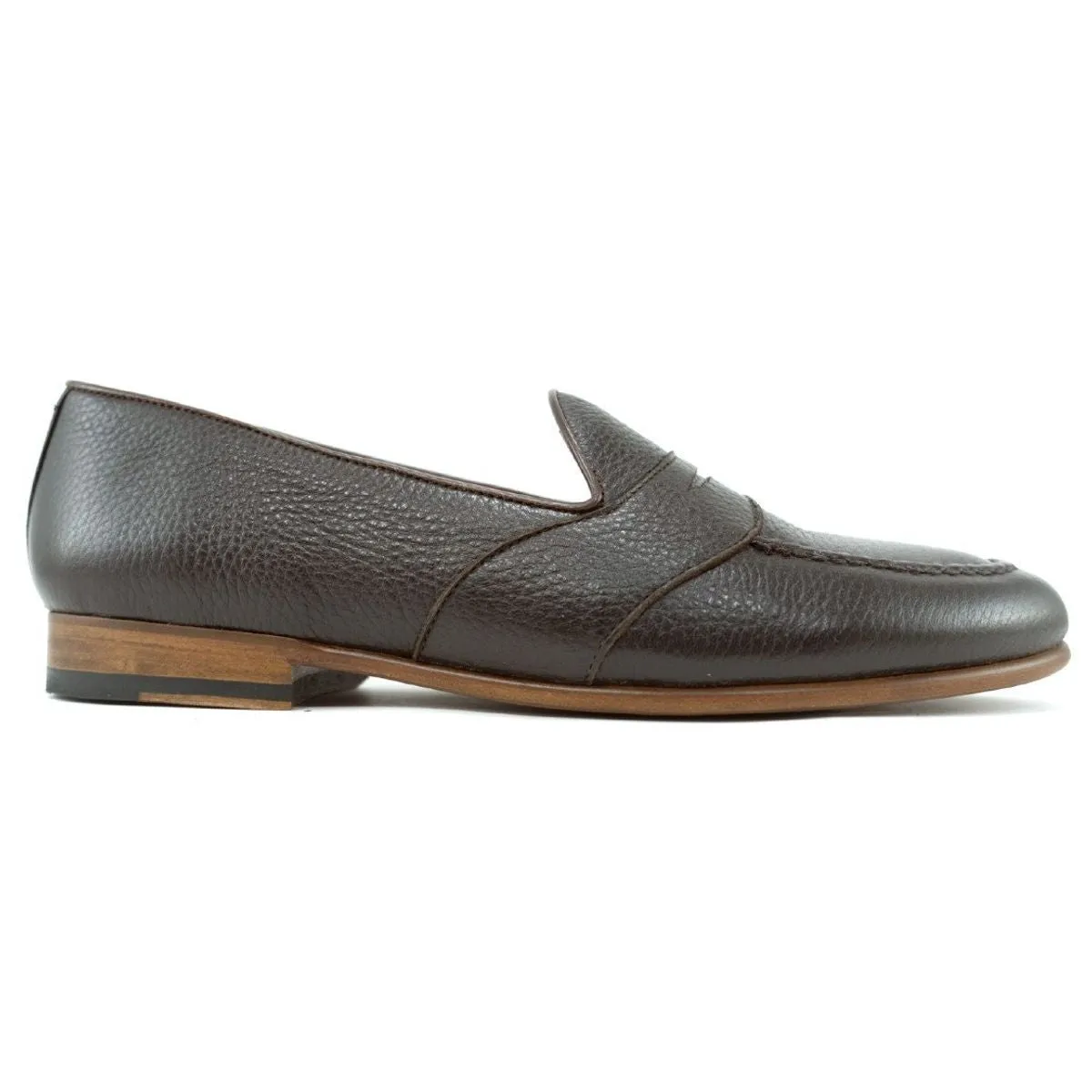 Barney Deerskin Penny Loafer in Dark Chocolate (Size 12) by Alan Payne Footwear