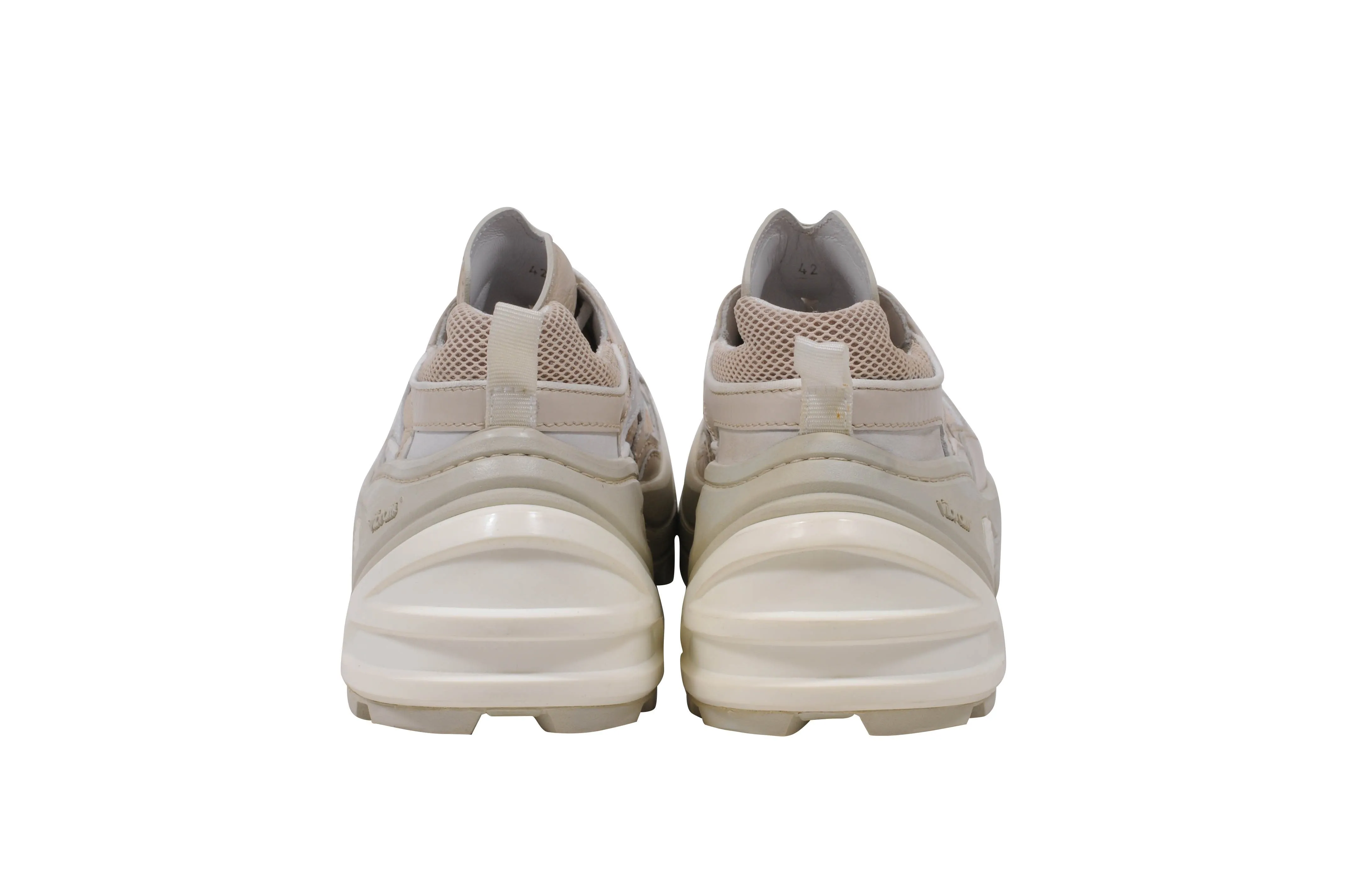 Beige White Mesh Indivisible Low Top Hiking Sneakers Vibram Sole