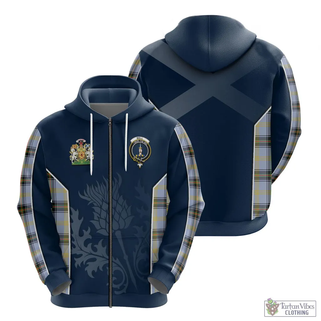 Bell Tartan Hoodie with Family Crest and Scottish Thistle Vibes Sport Style