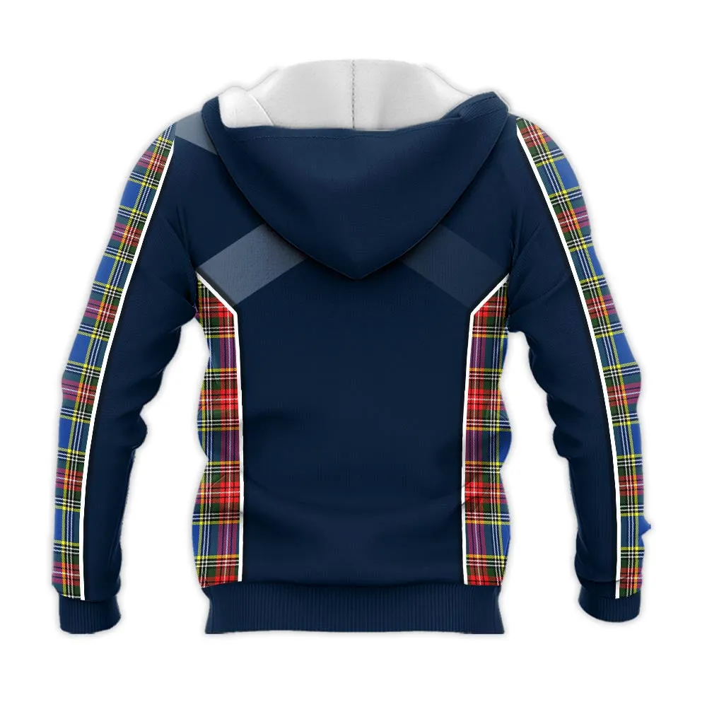 Bethune Tartan Knitted Hoodie with Family Crest and Scottish Thistle Vibes Sport Style