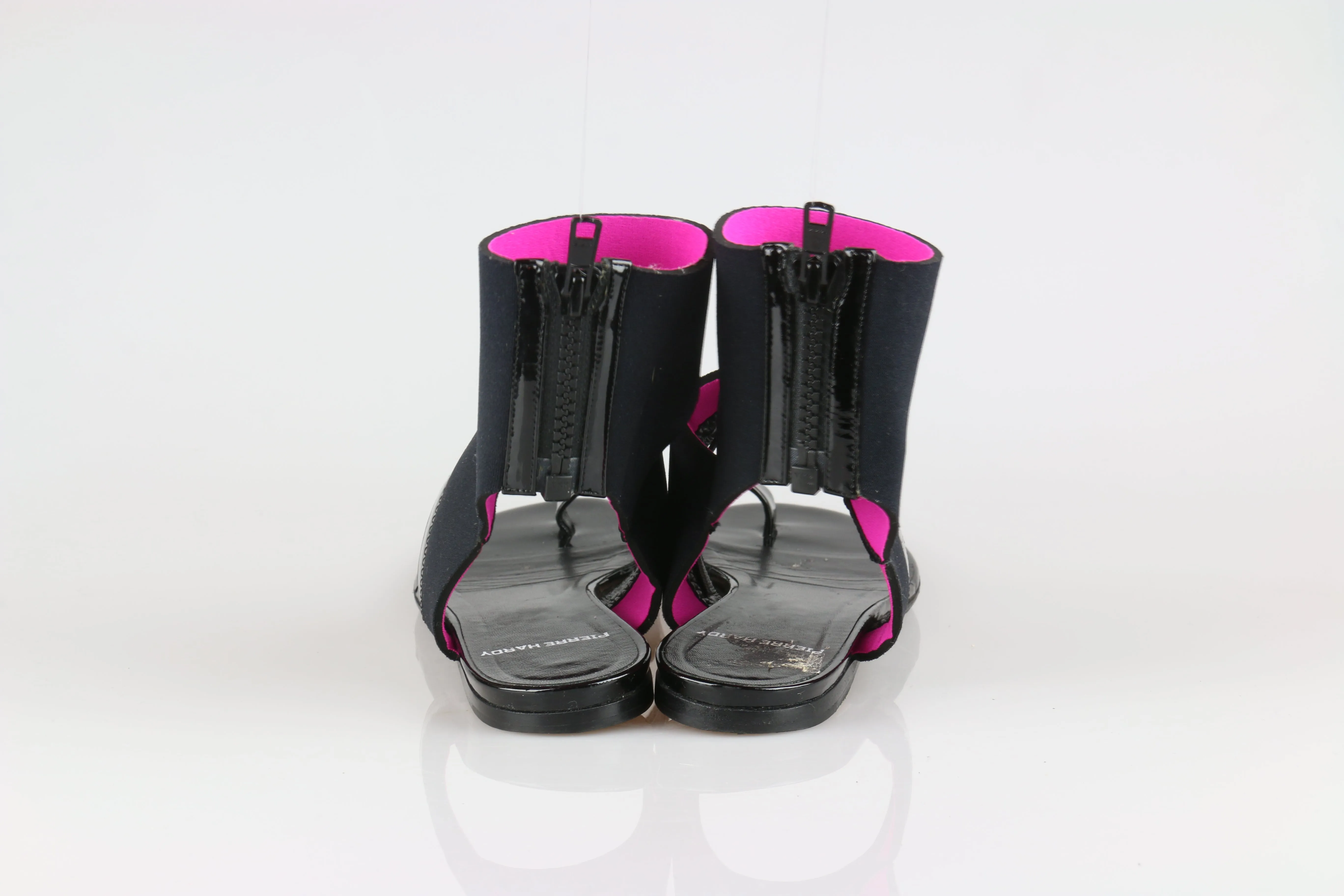 Black and pink cuff sandals