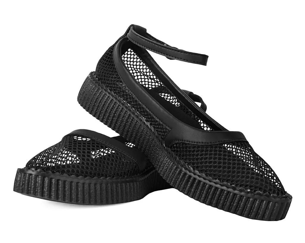 Black Fishnet Pointed Ballet Creeper