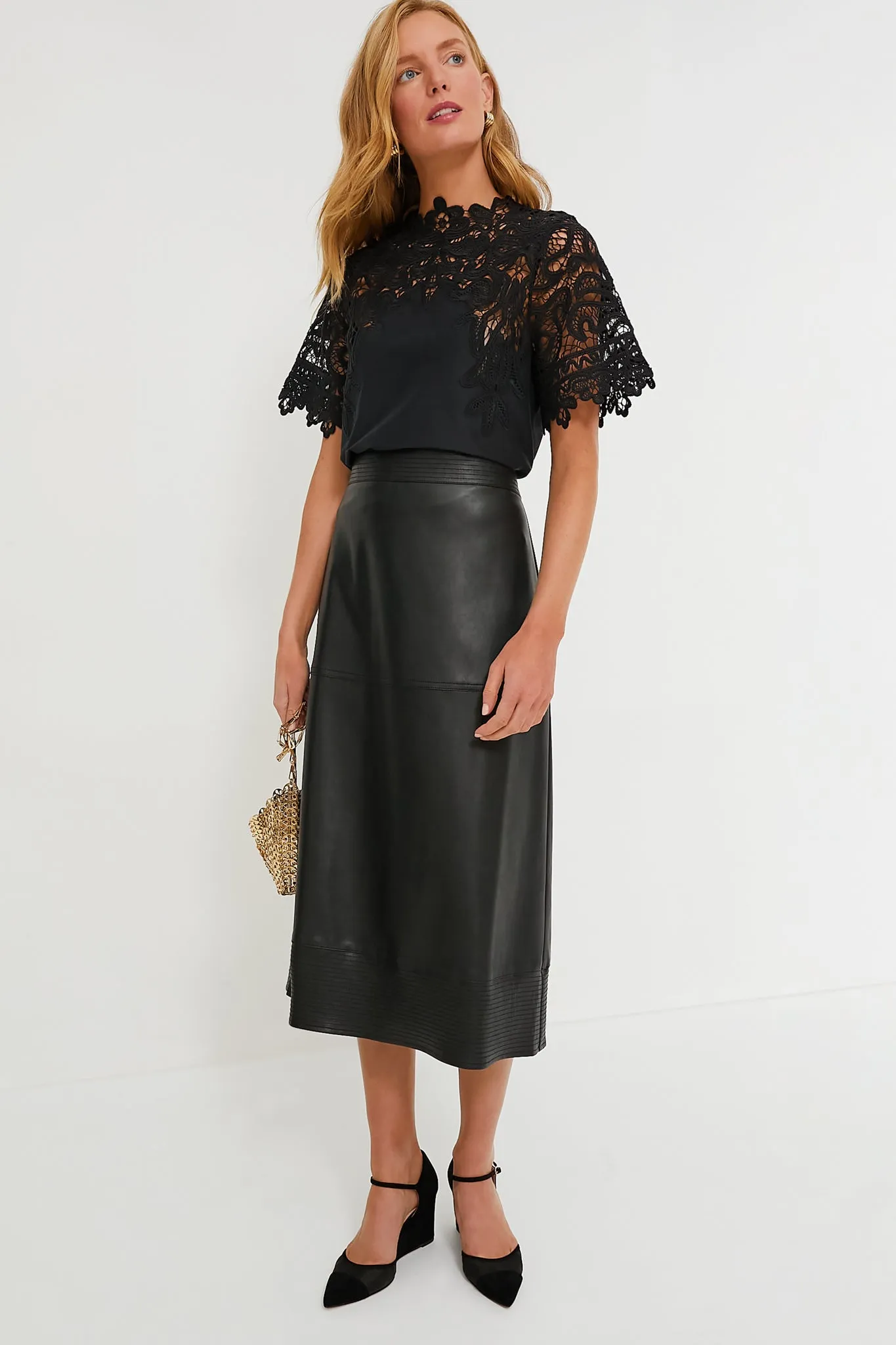 Black Leather Zaira Skirt