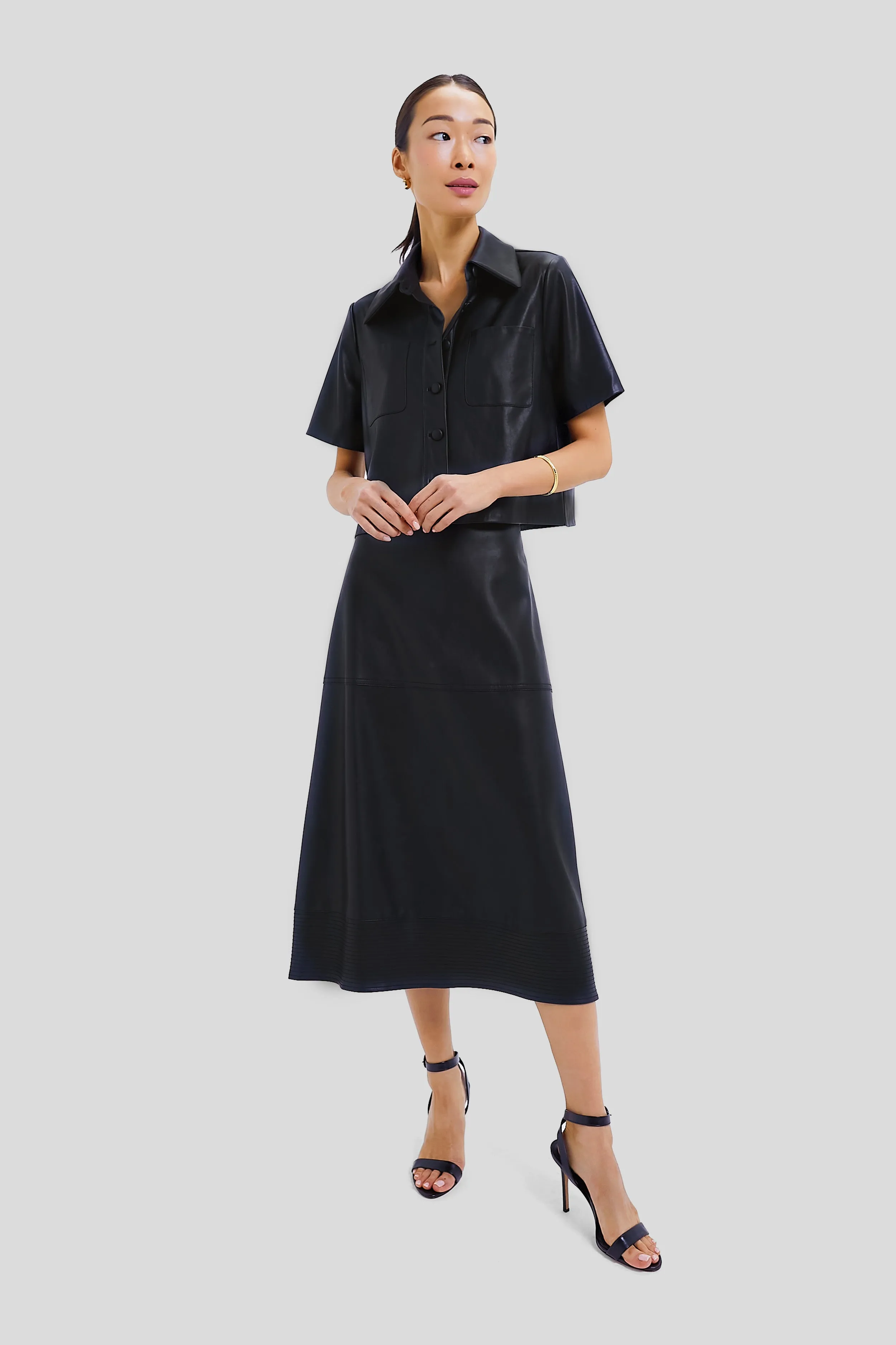 Black Leather Zaira Skirt