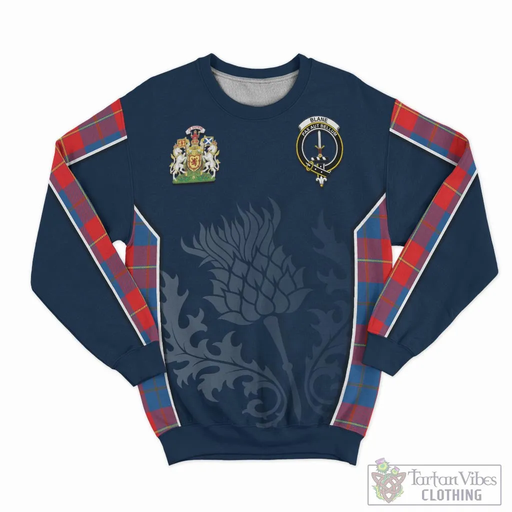 Blane Tartan Sweatshirt with Family Crest and Scottish Thistle Vibes Sport Style